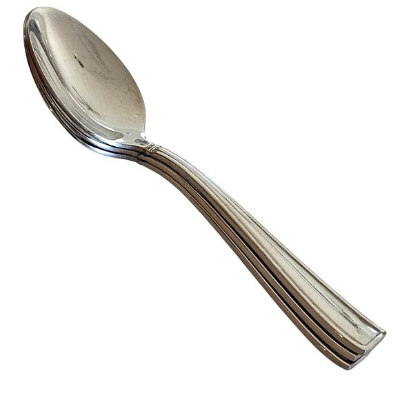 4 Reed Barton Benson Spoon 6" stainless vtg Outline Flat Tip minimalist retro r - Picture 8 of 11